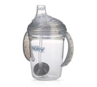Nuby Twin Handle 360 Grip N' Sip 8oz Tritan Cup with Hygienic Cover Grey 1 Count (Pack of 1)