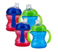 Nuby Two-Handle No-Spill Super Spout Grip N' Sip Cup, 4 Count (Red/Blue)