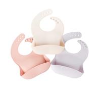 Nuby Waterproof Silicone Baby Bibs with Food Catcher, 3-Pack, 6M+, Girl