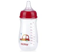 Nuby Wide Neck Bottle with Anti-Colic Air System, Colors/Prints May Vary, 1 Pack of 1 Bottle