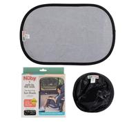 Nuby x Safe in The Seat Pop-Open Car Sun Shades - 2 Piece Set - Static Cling Window Shades for Baby in Car - UV Protection Easy Install and Univers