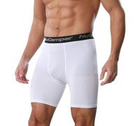 NuCamper Mens Compression Shorts,Sports Short Base Layer Quick Dry Tight Undershorts for Running, Cycling, Football, Training, Basketball White