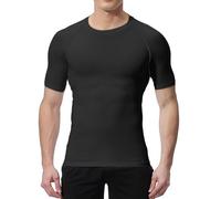 NuCamper Short Sleeve Compression Shirts Tops for Men, Short Sleeve Running T-Shirts Quick Dry Base Layer Top for Gym Sports Fitness Workout Cycling Training (UK, Alpha, XXL, Regular, Regular, Black)
