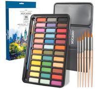 NUCASSO Watercolour Paint Set - 36 Vibrant Colours in Travel Box | Palette with 7 Premium Brushes | Ideal Set for Students, Hobbyists & Artists