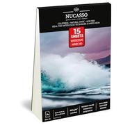 NUCASSO Watercolour Paper Pad A2 x 15 Sheets - Natural White 300 GSM Student Grade, Cold-Pressed, Glue Bound Water Colour Sketchbook for Wet, Dry & Mixed Media