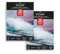 NUCASSO Watercolour Paper Pad - Pack of 2 - A3 x 30 Sheets - Natural White 300 GSM Student Grade, Cold-Pressed, Glue Bound Water Colour Sketchbook for Wet, Dry & Mixed Media (30 Sheets x 2 Packs)