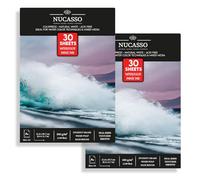NUCASSO Watercolour Paper Pad - Pack of 2 - A4 x 30 Sheets - Natural White 300 GSM Student Grade, Cold-Pressed, Glue Bound Water Colour Sketchbook for Wet, Dry & Mixed Media (30 Sheets x 2 Packs)