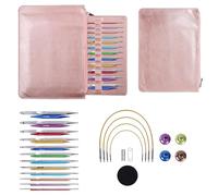 Nucelit 12Pairs Aluminum Alloy Tunisian Crochet Hook with Cable 3.0mm-10mm Interchangeable Circular Knitting Needle for Knitting Ergonomic Needle