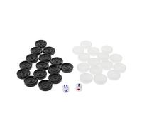 Nucelit 30Pcs / Set Black White Checkers Backgammon Chess Pieces with 2 Dice Home Party Table Board Game Adults Kids Toys Flying Chess