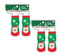 Nucelit 4pack Thickening Pet Socks Christmas Pattern Elasticity Dog Warm Essential Holiday Pet Apparel Washable Dog