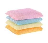 Nucelit 4pcs / set Soft Sponge Scouring Pads Dish Bowl Kitchen Cleaning Scrub Scrubber Pad Brushed Holder Wall Mount Vertical