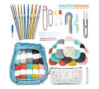 Nucelit 50 Pieces Portable Crochet Starter Kits Beginners Crochet Kits Yarn and Hook Set for Making Bag, Gloves Knitting Supplies Knitting Supplies Accessories and Tools for Beginners
