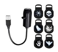 Nucelit 6 Pattern Halloween Projection Lamp USB Powered Adjustable Angles Night Light Texture for Home Party Ambiances Halloween USB Projection Light