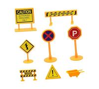 Nucelit 8PCS Doll House City Traffics Sign Set Interactive Learning Toy Construction Scene Layouts Road Sign for Kids Roleplaying City Planning Toy for Preschoolers
