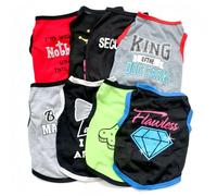 Nucelit 8pcs Summers Pet Clothes Funny Printed Vests Cool Breathable Puppies Sleeveless Pet Apparel for Hot Weather Light Weight Breathable Polyester Clothes