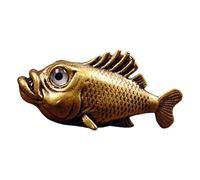Nucelit Ancient Sea Creature Figurine Ornament Retro Copper Fish Sculpture for Bedroom Living Room Shelf Display Home Decoration Antique Copper Fish Home Decoration