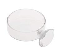 Nucelit Aquarium Shrimp Feeding with Suction Cup High Transparent Glass Bottom Feeder Food Bowl 2.4x0.7 Inch Round Tray Shrimp Feeding and Tube with Suction Cup and Tube Glass Small with Small