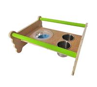 Nucelit Bird Perch Table Stand Natural Wood Gym Accessories Metal Feeding Cups for Parakeet Cockatiel Conure Training Stand Bird for Conures