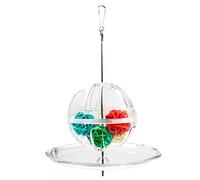 Nucelit Bird Toy Foraging Hanging Transparent Ball Feeder Tray for African Greys Macaws Small Parrots Bird Foraging Feeder Toys Food Stainless Steel Hanging Food Treat Holder for Cage Small