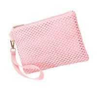 Nucelit Casual Straw Wristlet Envelope Bag For Women Solid Color Beach Vacation Zippered Purse Small Handbag Wallet Woven Clutch