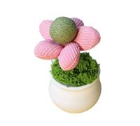 Nucelit Catnips Ball Potted Plant Toy Flower Pots Shape Catnips Toy Cats Chewing and Playing Entertainment Teaser for Fun Cats Teaser