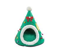 Nucelit Christmas Tree Shape Pet Tent Soft Bed for Small Dogs & Cats Self-Warming Condo Santa Hat Design Dog House Cave Bed Cute