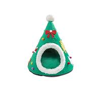 Nucelit Christmas Tree Shape Pet Tent Soft Bed for Small Dogs & Cats Self-Warming Condo Santa Hat Design Dog House Cave Bed Cute