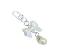 Nucelit Delicate Acrylic Pearls Bowknot Phone Charm Short Pendant Cellphone Strap Candy Colored Lanyard Ornaments For Women Elegant Pearls Phone Jewelry