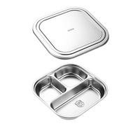 Nucelit Divided Plates Stable Stainless Steel Serving Trays with Compartments for Eating Rules Portion Control Plate