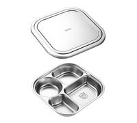 Nucelit Divided Plates Stable Stainless Steel Serving Trays with Compartments for Eating Rules Portion Control Plate