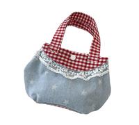 Nucelit Fashionable Ladies Handbag Retro Check Print Contrast Collar Ornamental Lace Trim Top Handle Bag Functional Daily Carry Lace Accent Women ' s Bag