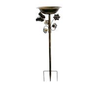 Nucelit Garden Bird Bath Stake with Antique Finish Metal Construction Perfect for Attracting Birds to Your Yard Heavy Duty Garden Bird Bath
