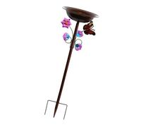 Nucelit Garden Bird Bath Stake with Antique Finish Metal Construction Perfect for Attracting Birds to Your Yard Heavy Duty Garden Bird Bath