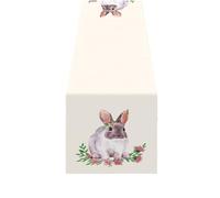 Nucelit Happy Easter Eggs Lovely Rabbits Table Runner Holiday Party Decoration Dining Table Runners for Wedding Decorations Easter Runner