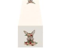 Nucelit Happy Easter Eggs Lovely Rabbits Table Runner Holiday Party Decoration Dining Table Runners for Wedding Decorations Easter Runner