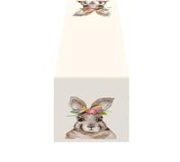 Nucelit Happy Easter Eggs Lovely Rabbits Table Runner Holiday Party Decoration Dining Table Runners for Wedding Decorations Easter Runner