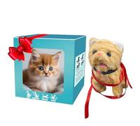 Nucelit Intelligence Cats Companion Plush Toy with Barking Tail Wagging Traction Rope Design for Toddler Learn to Crawl Toddler Educational Toy