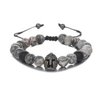 Nucelit Medieval Themed Helmets Natural Stone Beads Trendy Gothic Wrist Jewelry Suitable for Fashion Men Medieval Cosplay Accessories