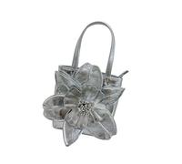 Nucelit Multifunctional Flower Trimmed Evening Bag Large Capacity PU Handbag Casual Dinner Purse for Bridal Wedding Parties Elegant Floral Bridal Bag