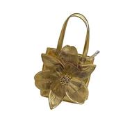Nucelit Multifunctional Flower Trimmed Evening Bag Large Capacity PU Handbag Casual Dinner Purse for Bridal Wedding Parties Elegant Floral Bridal Bag