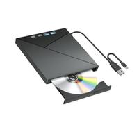 Nucelit Plug and Play Optical Drive for Computer, External Disc Reader with USB-a and Type-C Cable, Compact 15 X 15 Cm Size for Laptop or Desktop Use External Optical Drive Usb Laptop Disc Reader