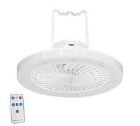 Nucelit Portable Ceiling Fan Light for Outdoor Camping USB Charging 3 Color Light Desktop Standing Hook Fan 3 Speed Super Quiet Battery Propelled