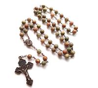Nucelit Rosary Prayer Necklace with Cross Pendant Religious Jewelry for Men Women Crucifix Long Chain Gift Cross Necklace for Boy
