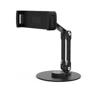 Nucelit Tablet Pad Stand 360°Swivel Holder Long Arm Foldable Tablets Holder Clamp Desktop Display Rack Tablet Stand Bracket for Lap for Bed