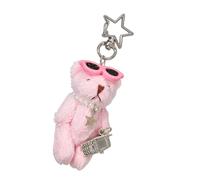 Nucelit Trendy Plush Bear Pendant with Beaded Star Holder Stylish Bag Accessory Ideal for Teens and Adults Korean Fashion Charm