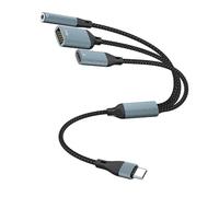 Nucelit USB Type C 3in1 Hubs Cable 3.5mm Sound PD60W Quick Charging OTGs Data Connection Cable for Laptops and Tablets Nylon Braideds Type C