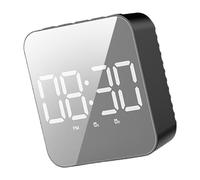 Nucelit Voice Control LED Digital Mirrored Alarm Clock with Temperature Date Display 2 Alarms Function Electronic Table Clock Desk