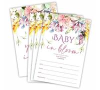 Nuckxy 25 Baby Shower Invitations With Envelopes,Floral Baby In Bloom, Invites For Baby Girl, New Born Baby, Parents To Be, Party Supplies & Decorations - 02