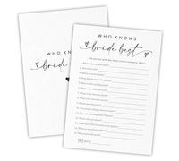 Nuckxy Bridal Shower Game Cards - Who Knows The Bride Best - 30 Pcs Minimalist Wedding Game Cards, Engagement & Modern Bridal Shower Party Favor & Decorations - A03