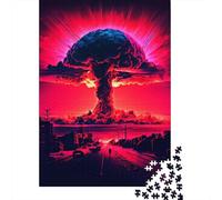 Nuclear Bomb Illustration 1000-Piece Jigsaw Puzzle for Adults, 38x26cm/1000pcs, Smooth White Cardboard Pieces; Easy to Pause And Continue Later